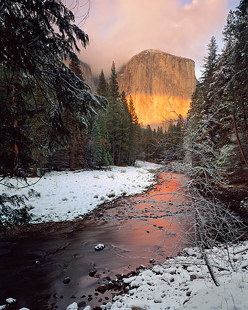 WINTER SUNSET EL CAPITAN YOSEMITE, CA