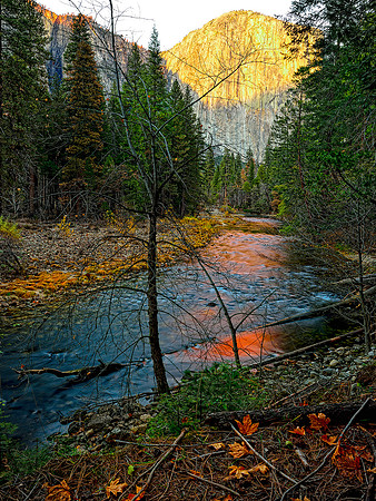 El Capitan , Merced River fall Yosemite Valley, Ca