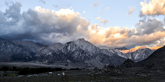 MOON SET ALABAMA HILLS LONE PINE ,CA